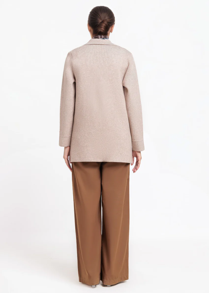 Beige-Notched Collar Full Sleeves Cardigan Sweater (25Y-074-67) - Image 2