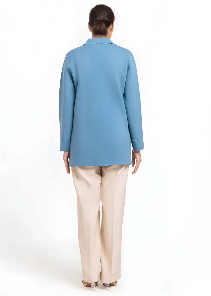 Blue-Notched Collar Full Sleeves Cardigan Sweater (25Y-074-67) - Image 2