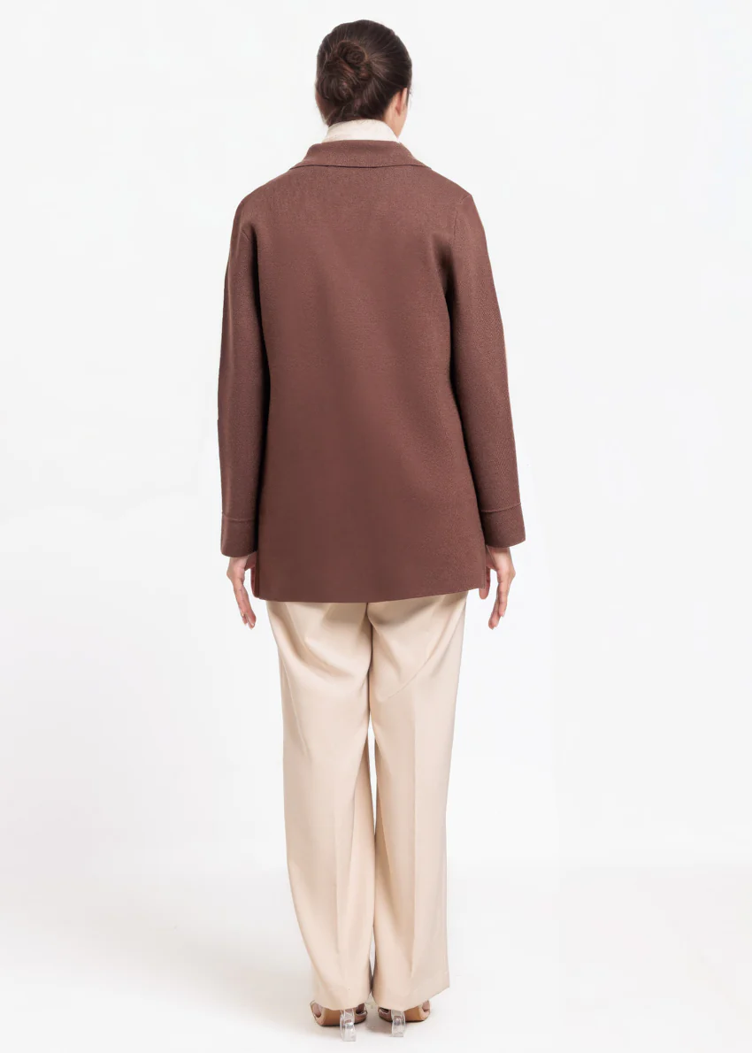 Brown-Notched Collar Full Sleeves Cardigan Sweater (25Y-074-67) - Image 2