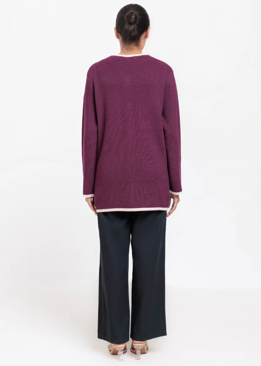 R-Purple-V-Cardigan Full Sleeves Sweater (25Y-075-67) - Image 2