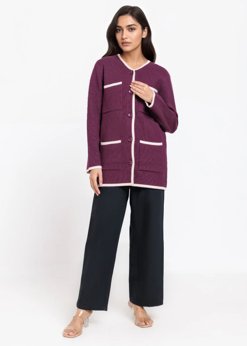 R-Purple-V-Cardigan Full Sleeves Sweater (25Y-075-67) - Image 3