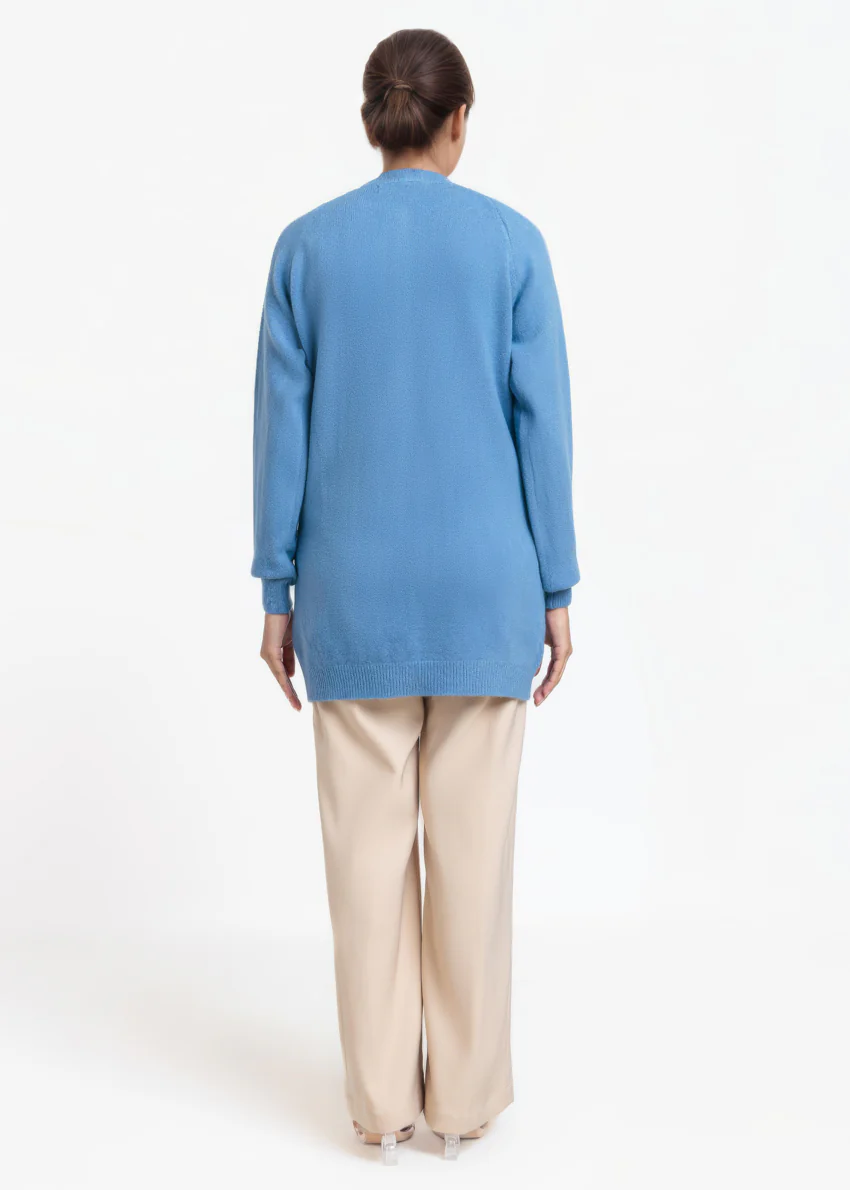 Blue-Round Neck Full Sleeves Cardigan Sweater (25Y-076-67) - Image 2