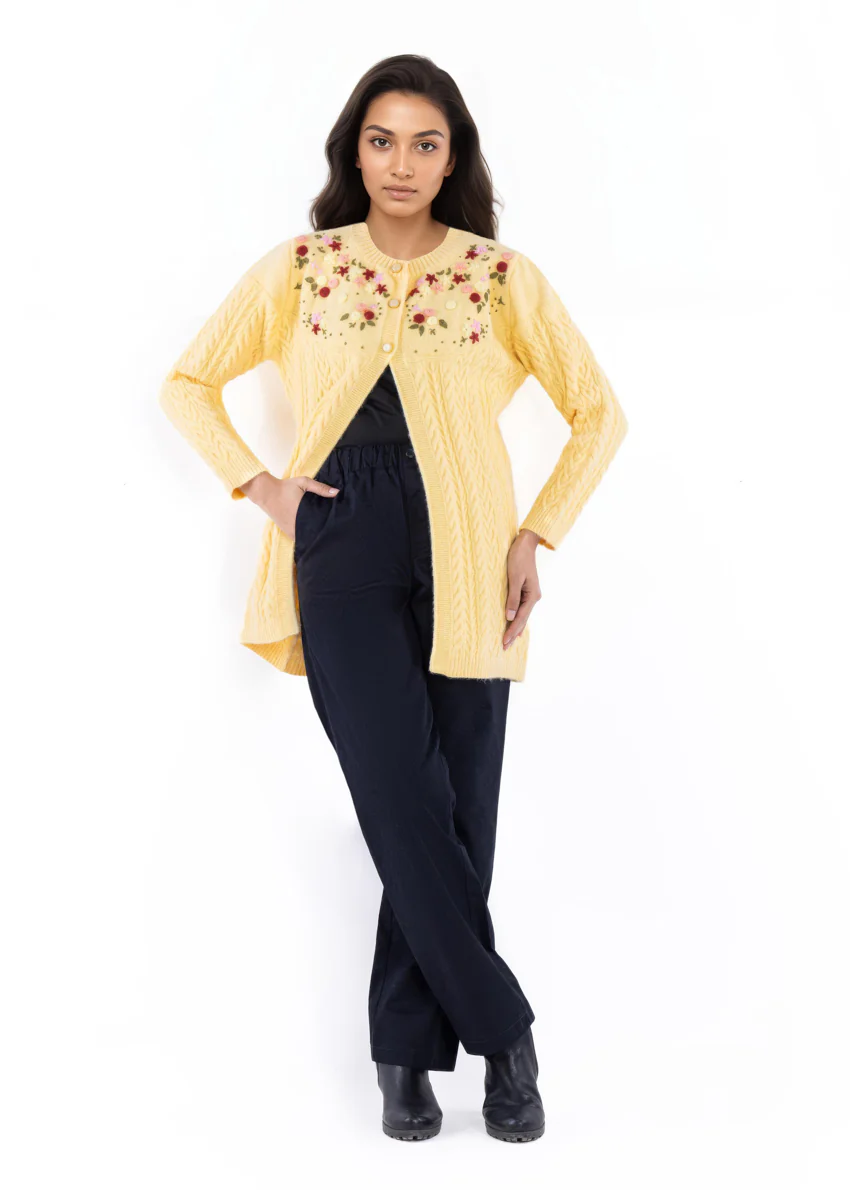 Lemon-Round Neck Full Sleeves Cardigan Sweater (25Y-077-67) - Image 4