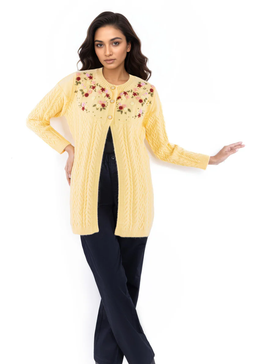 Lemon-Round Neck Full Sleeves Cardigan Sweater (25Y-077-67) - Image 5