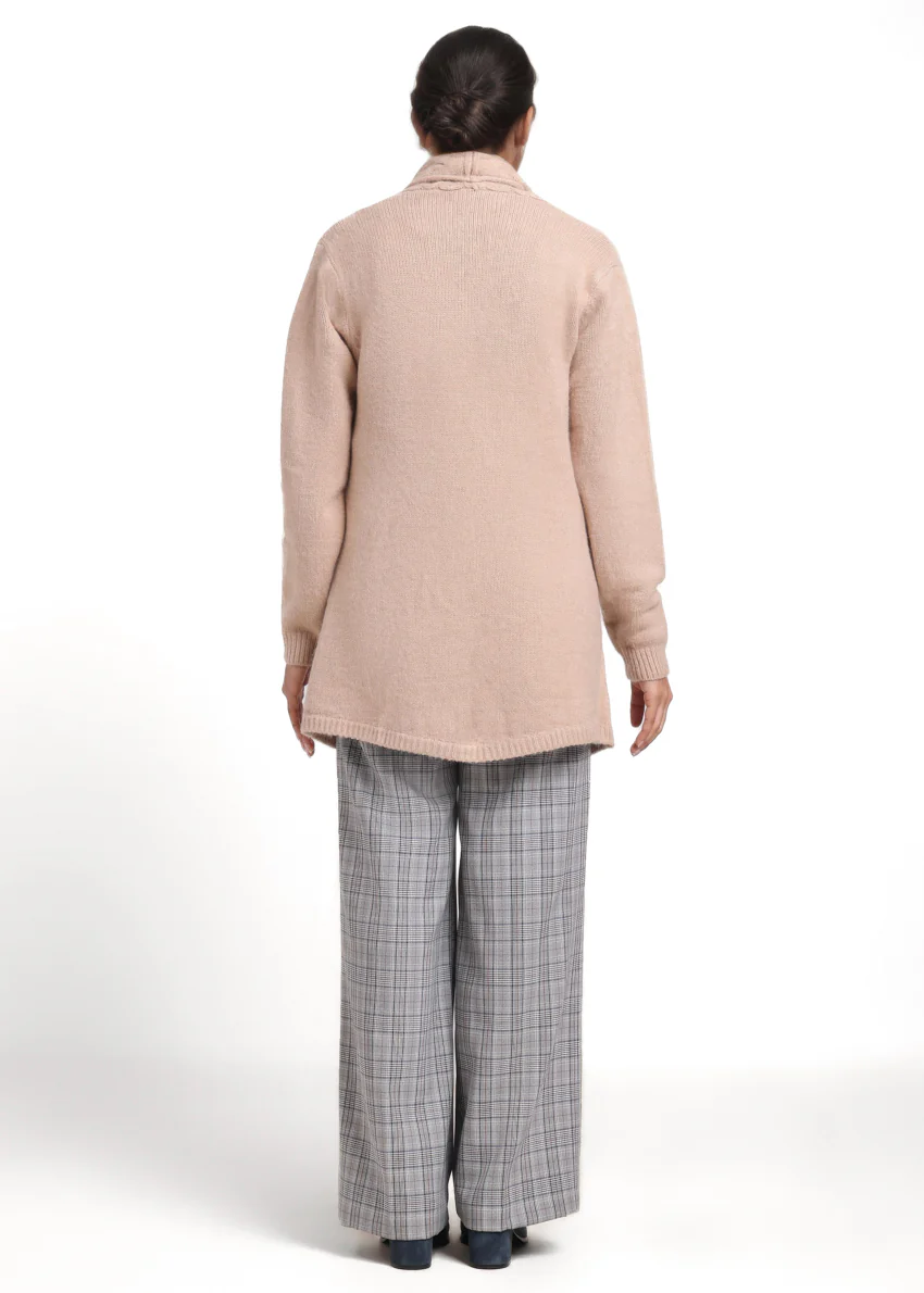 Beige-Shawl Collar Full Sleeves Cardigan Sweater (25Y-078-67) - Image 2