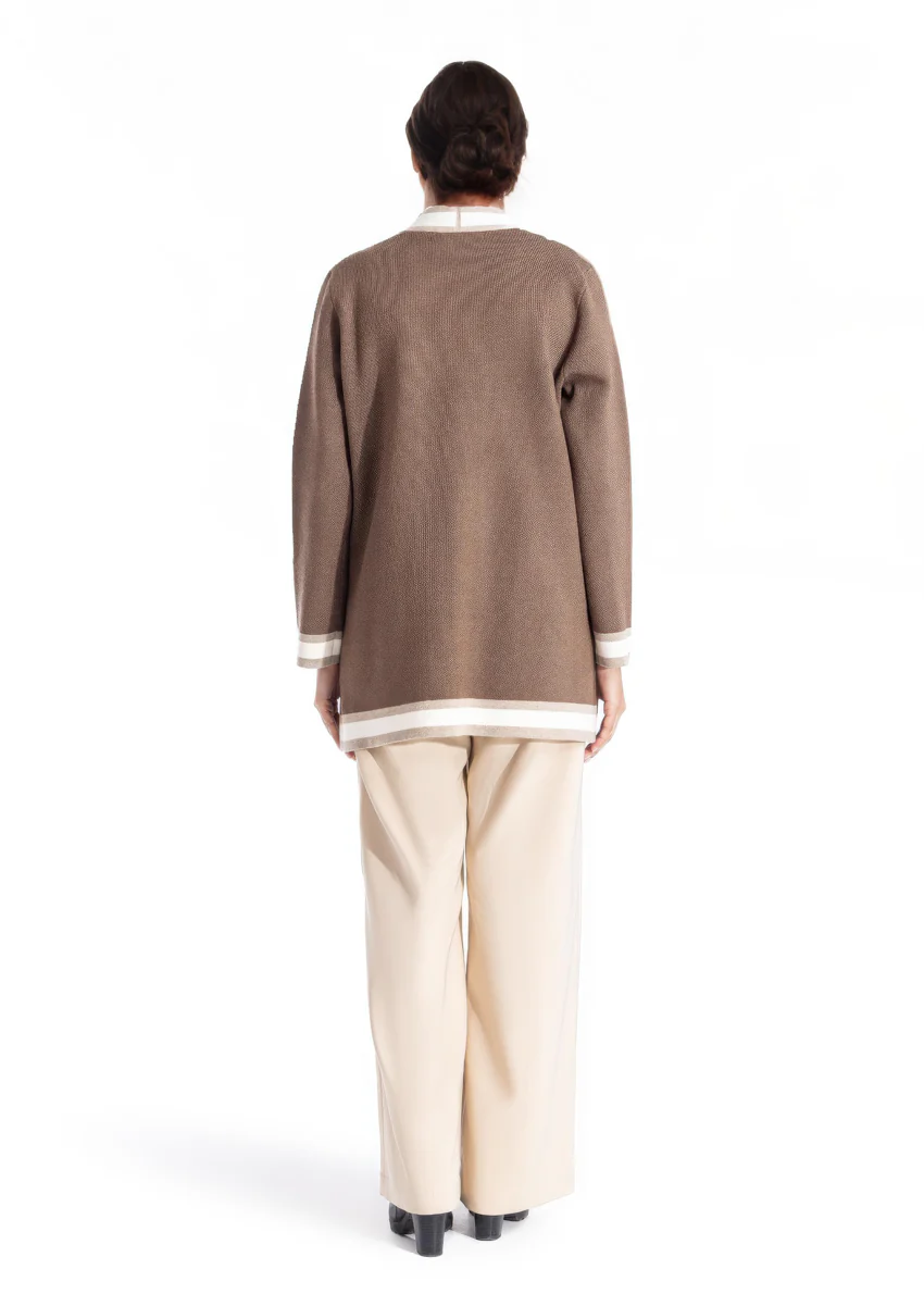 Sand-V Neck Cardigan Full Sleeves Sweater (25Y-079-67) - Image 2