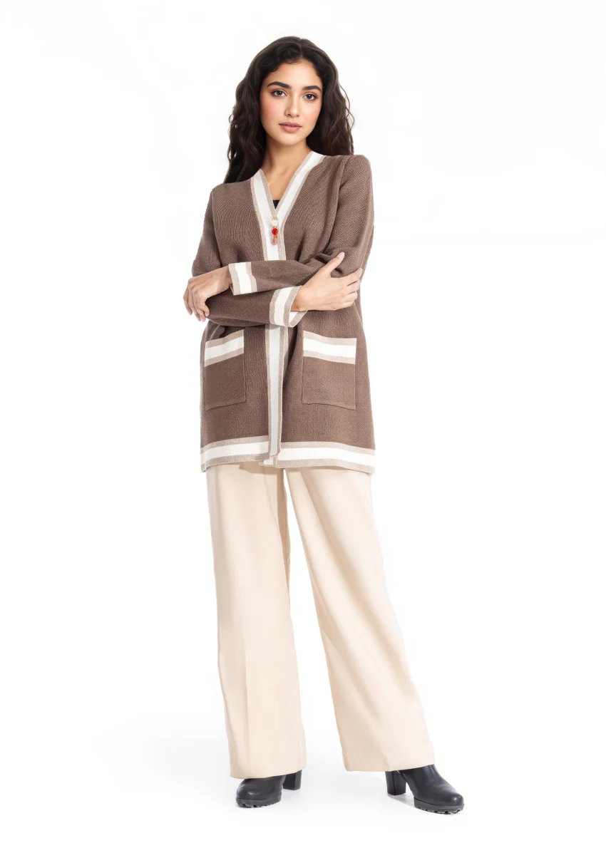 Sand-V Neck Cardigan Full Sleeves Sweater (25Y-079-67) - Image 4