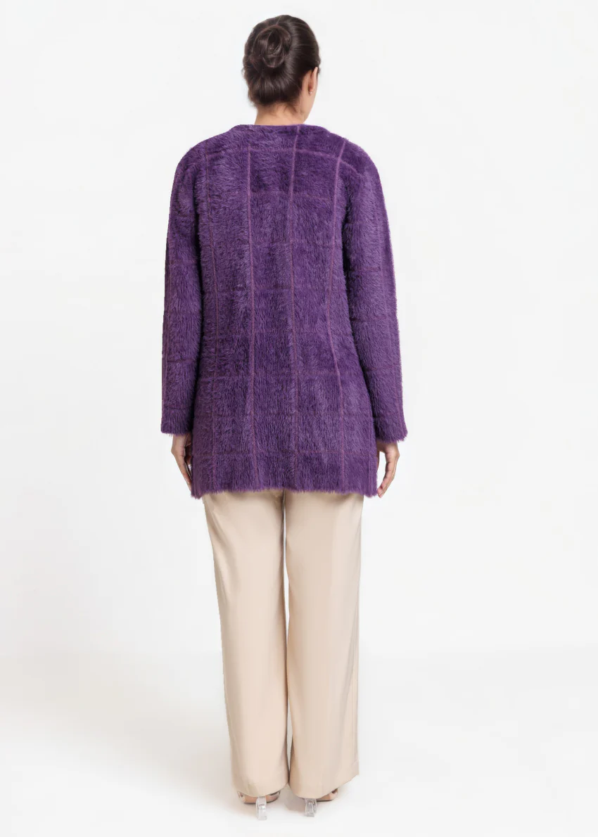 Purple-Round Neck Full Sleeves Cardigan Sweater (25Y-081-67) - Image 2