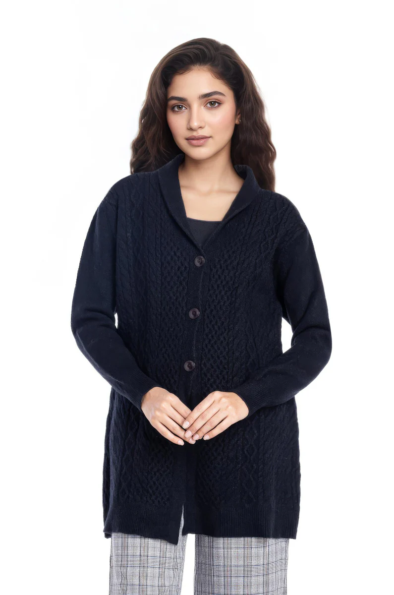 Black-Shawl Collar Full Sleeves Cardigan Sweater (25Y-082-67) - Image 5