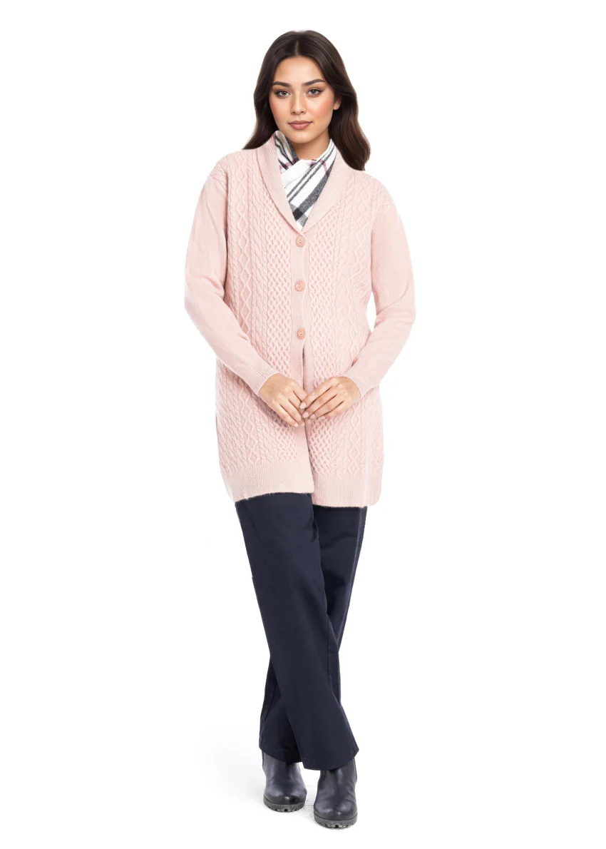 L-Pink-Shawl Collar Full Sleeves Cardigan Sweater (25Y-082-67) - Image 4