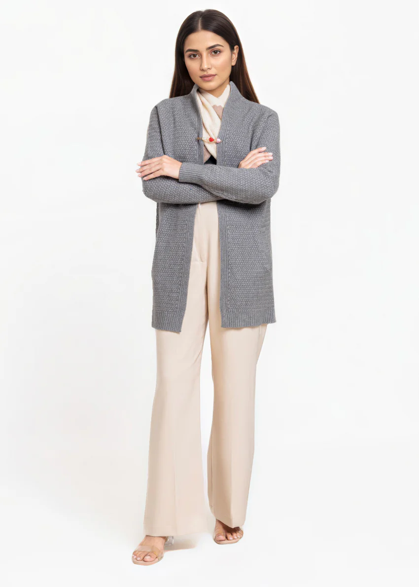 Grey-Round Neck Full Sleeves Cardigan Sweater (25Y-083-67) - Image 5