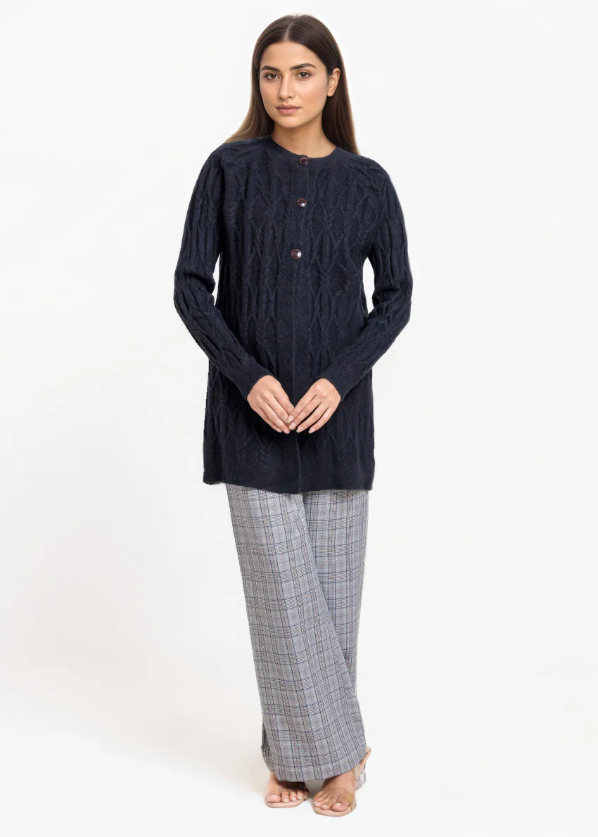 Black-Round Neck Full Sleeves Cardigan Sweater (25Y-084-67) - Image 4