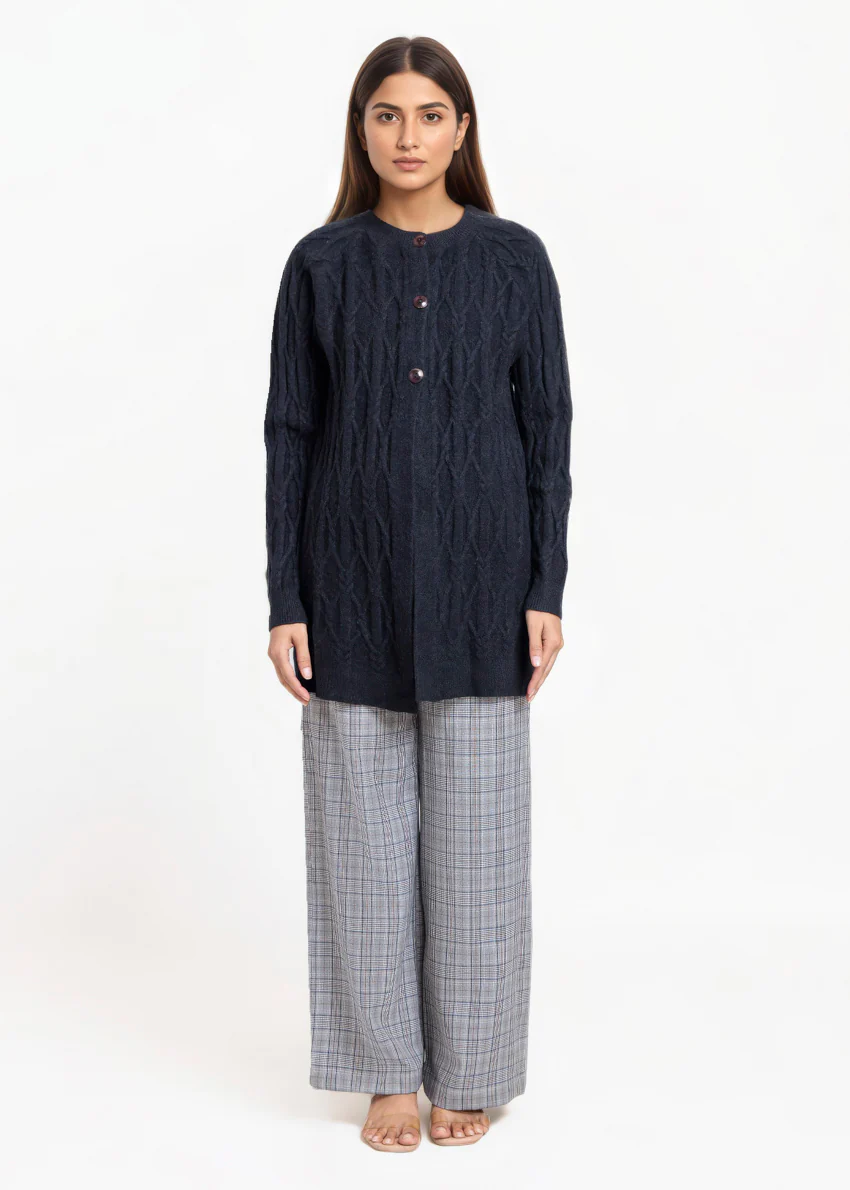 Black-Round Neck Full Sleeves Cardigan Sweater (25Y-084-67) - Image 5
