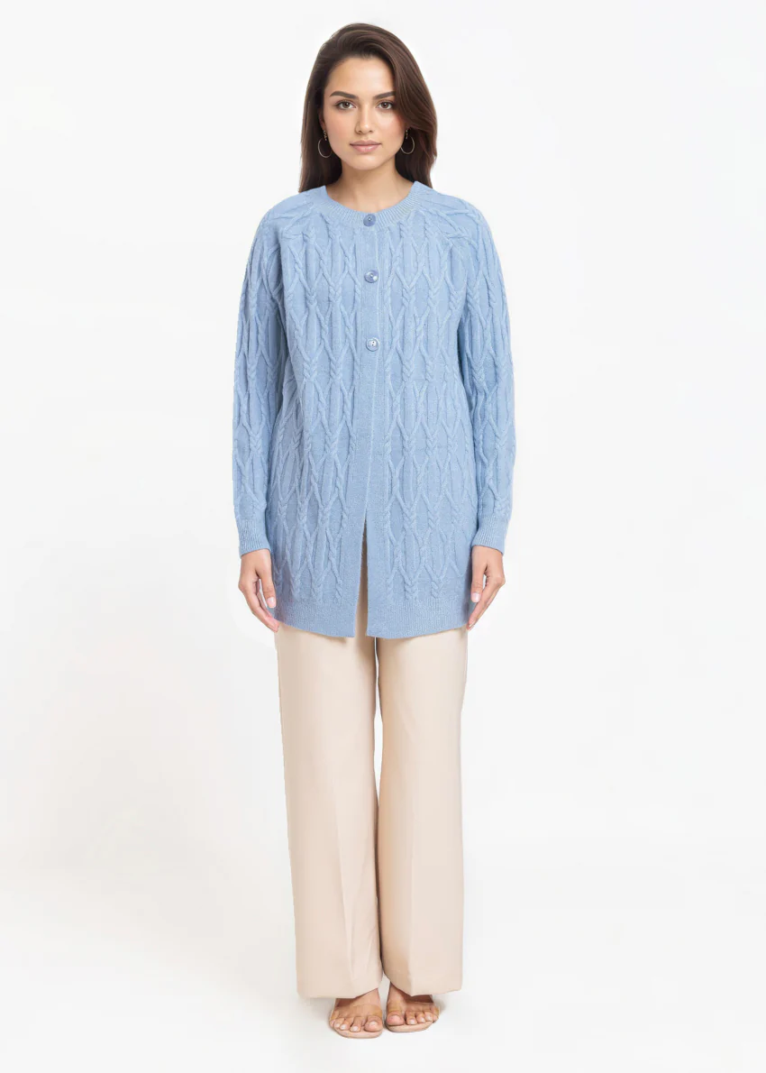 Blue-Round Neck Full Sleeves Cardigan Sweater (25Y-084-67) - Image 5