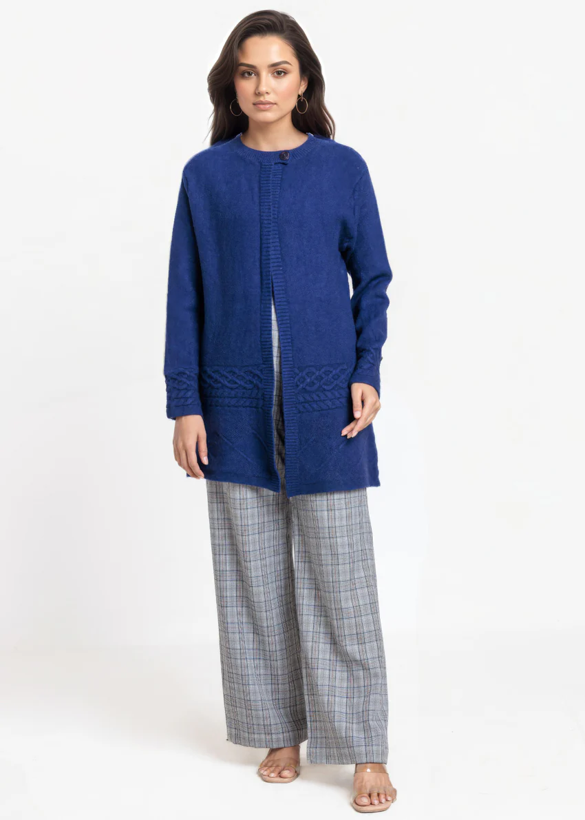 Navy-Round Neck Full Sleeves Cardigan Sweater (25Y-085-67) - Image 3