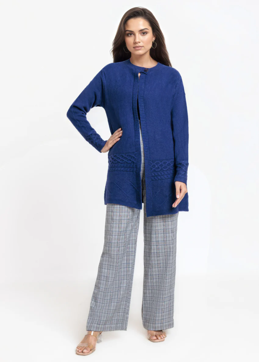 Navy-Round Neck Full Sleeves Cardigan Sweater (25Y-085-67) - Image 4
