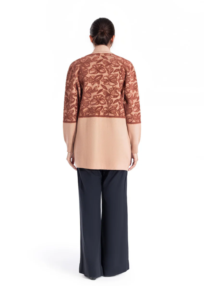 L-Coffee-V Neck Cardigan Full Sleeves Sweater (25Y-086-67) - Image 3