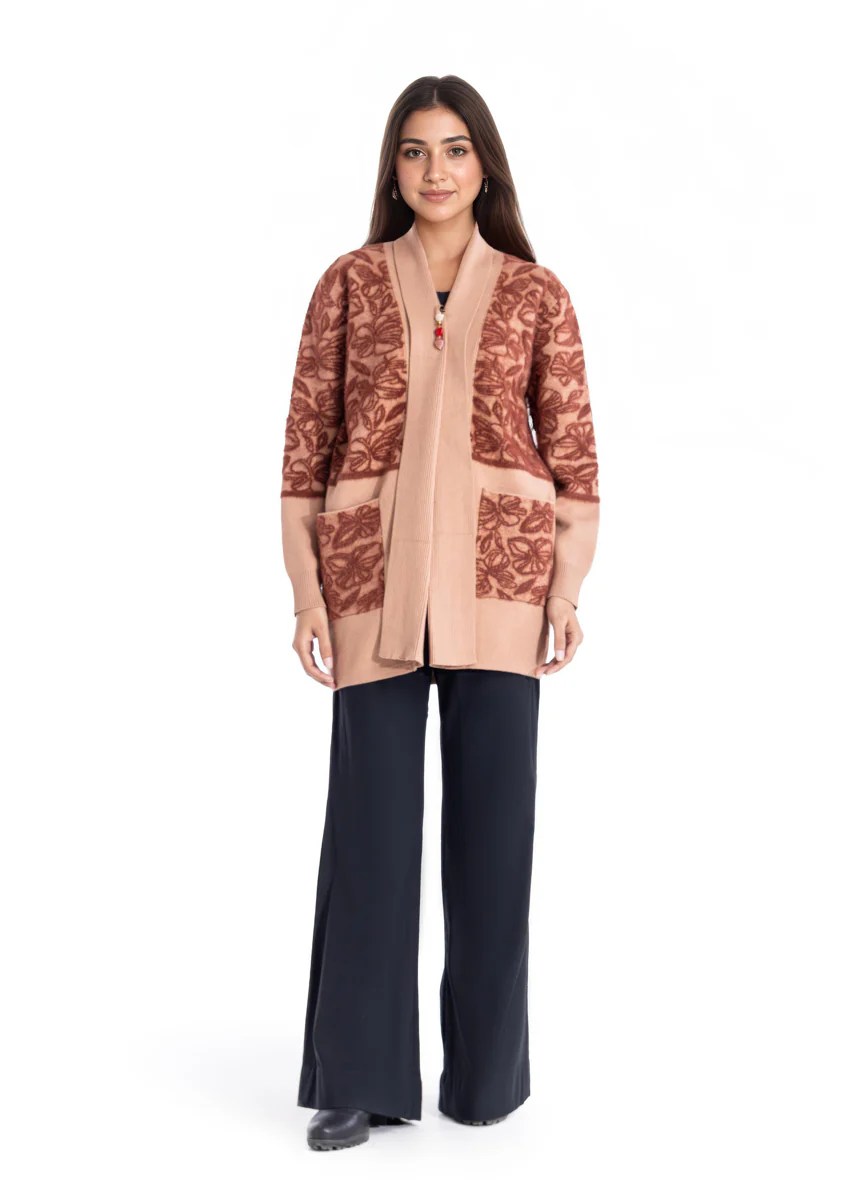 L-Coffee-V Neck Cardigan Full Sleeves Sweater (25Y-086-67) - Image 4