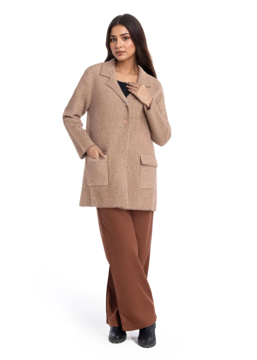 Khaki-Notched Collar Full Sleeves Cardigan Sweater (25Y-087-67) - Image 3