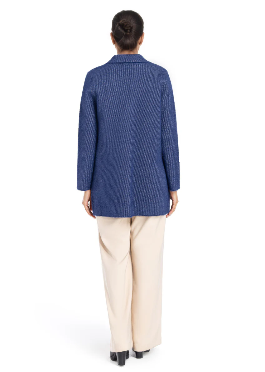 Navy-Notched Collar Full Sleeves Cardigan Sweater (25Y-087-67) - Image 3