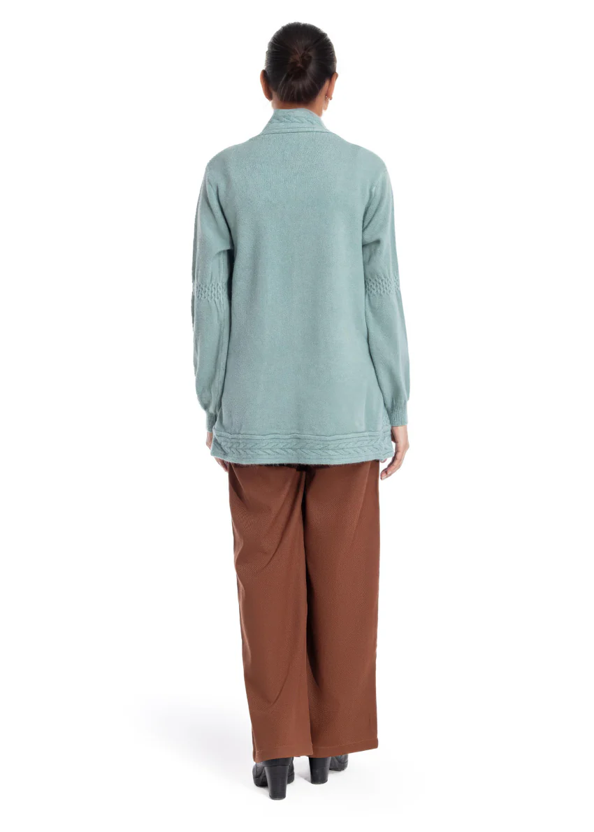 C-Green-V Neck Cardigan Full Sleeves Sweater (25Y-088-67) - Image 2