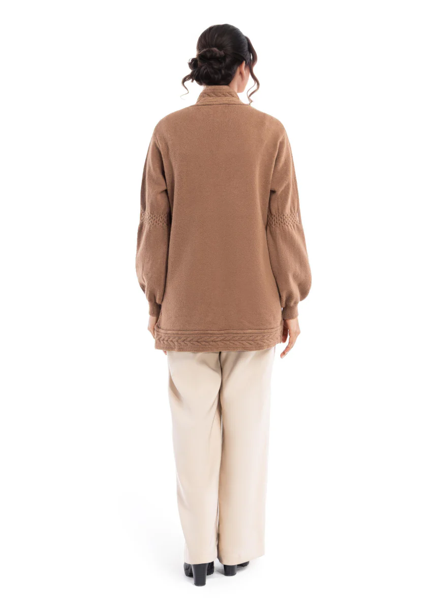 Camel-V Neck Cardigan Full Sleeves Sweater (25Y-088-67) - Image 2