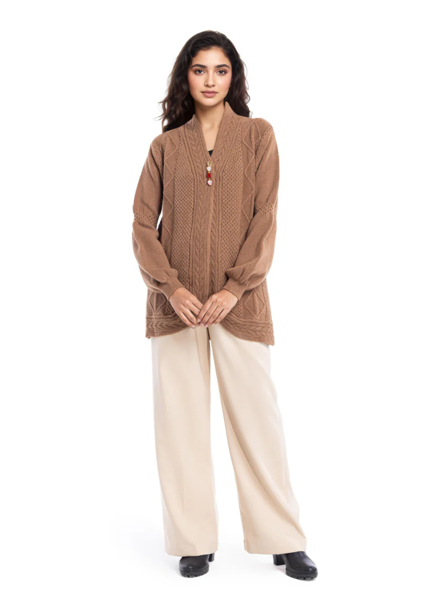 Camel-V Neck Cardigan Full Sleeves Sweater (25Y-088-67) - Image 5