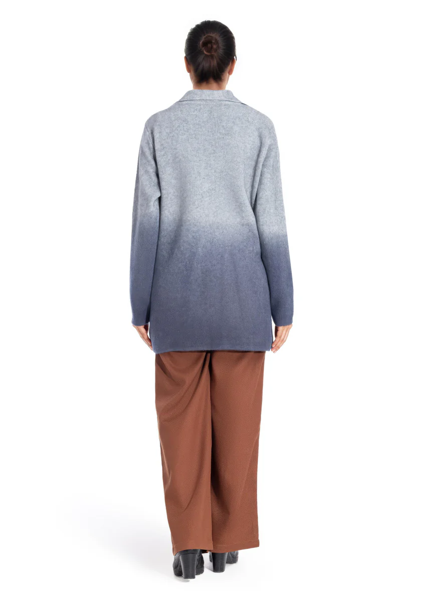 Grey-Notched Collar Full Sleeves Cardigan Sweater (25Y-089-67) - Image 2