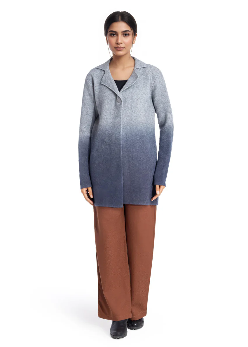 Grey-Notched Collar Full Sleeves Cardigan Sweater (25Y-089-67) - Image 5