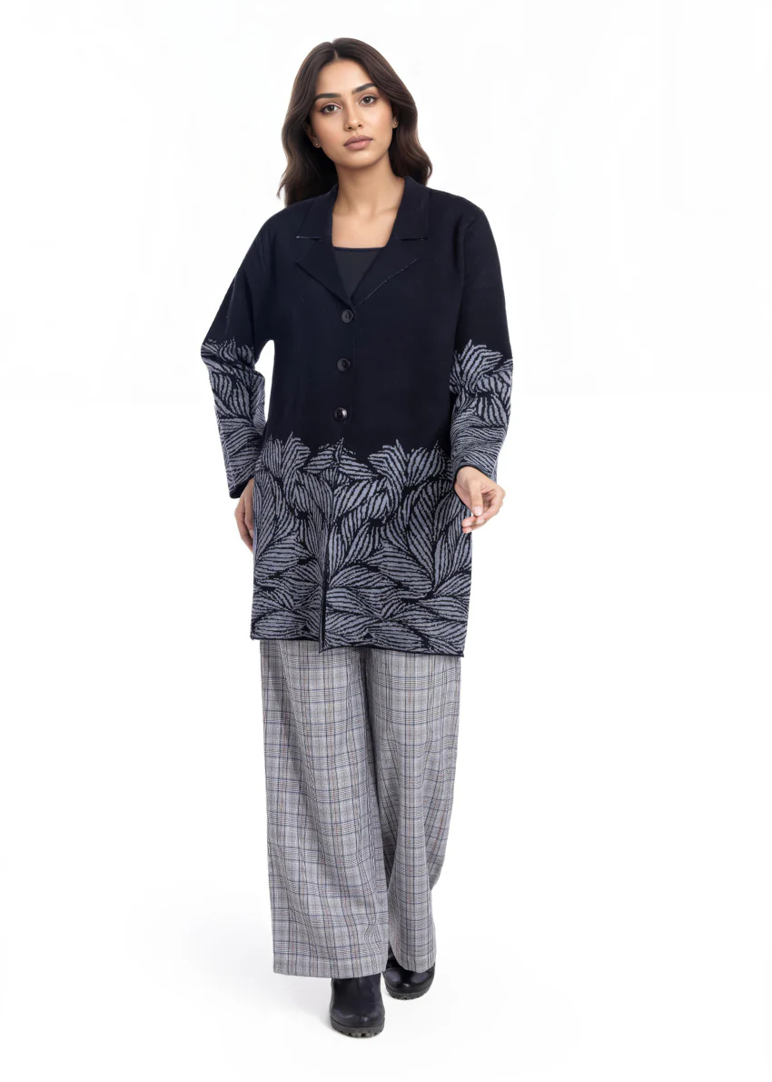 Black-Notched Collar Full Sleeves Cardigan Sweater (25Y-090-67) - Image 5