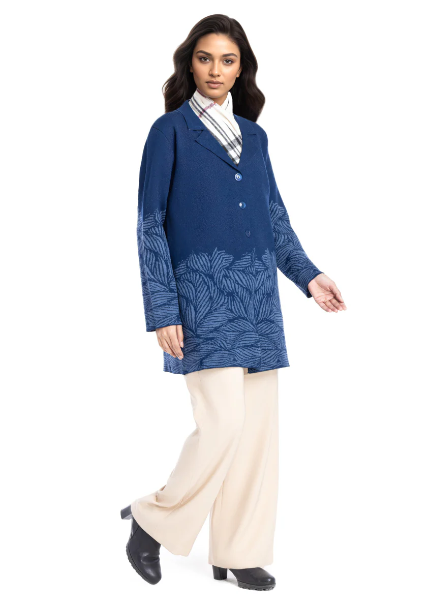 N-Blue-Notched Collar Full Sleeves Cardigan Sweater (25Y-090-67) - Image 4
