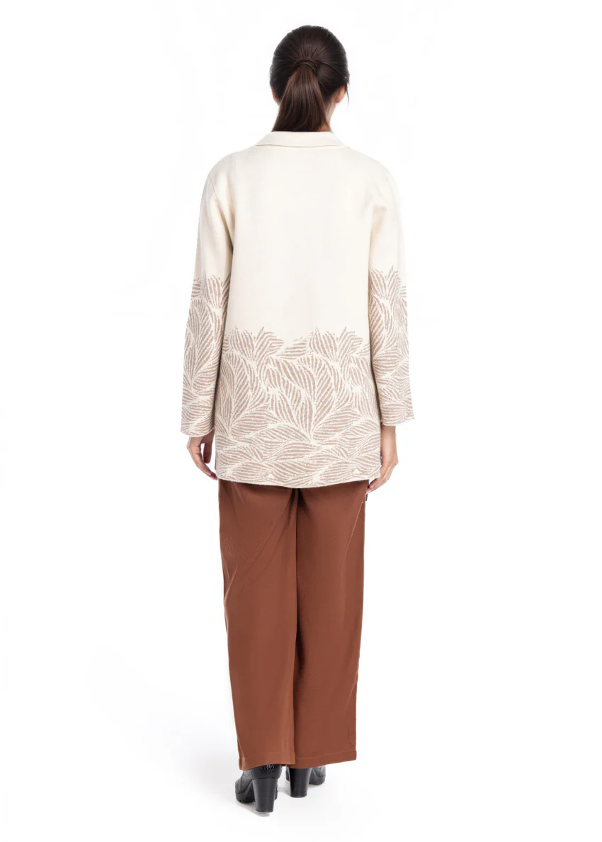 O-White-Notched Collar Full Sleeves Cardigan Sweater (25Y-090-67) - Image 2