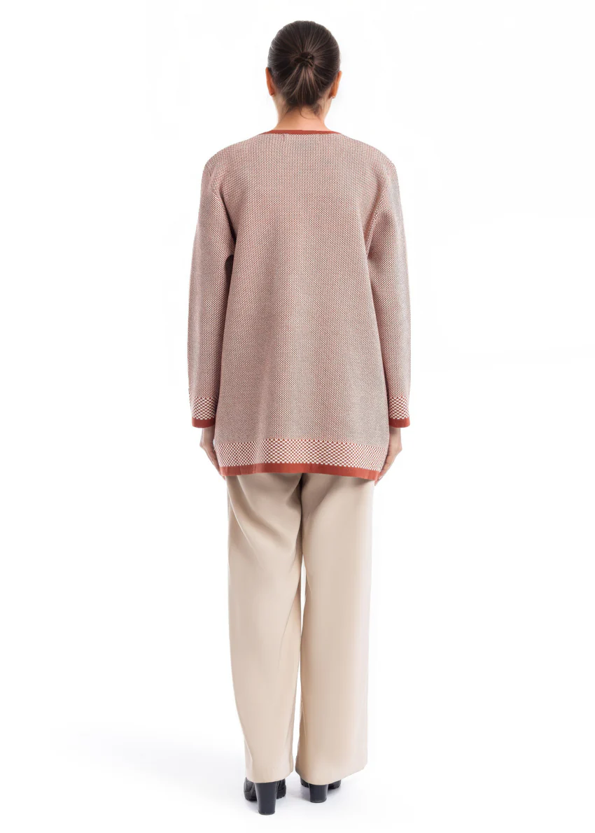 Rust-Round Neck Full Sleeves Cardigan Sweater (25Y-091-67) - Image 2