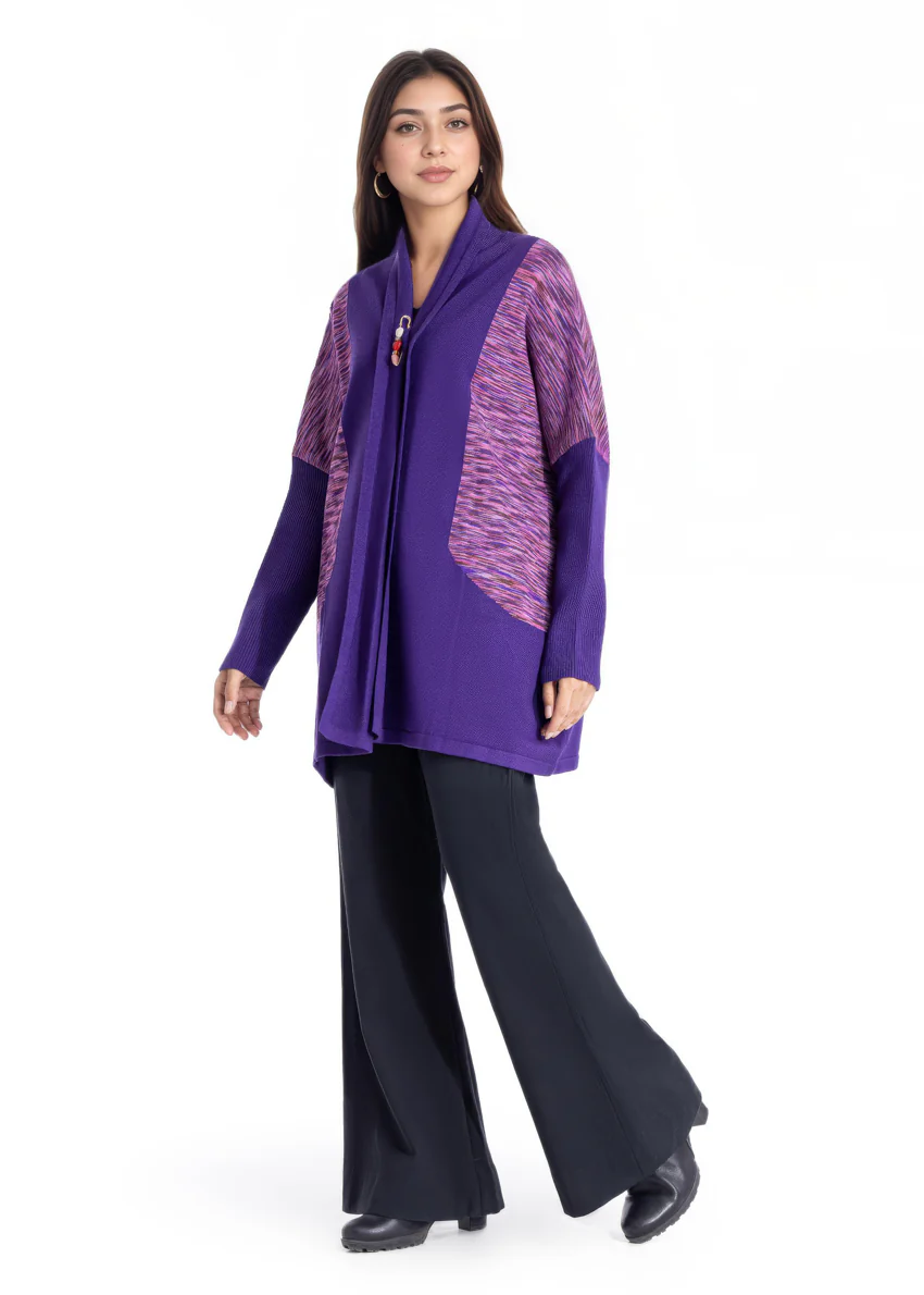 Brinjal-V Neck Cardigan Full Sleeves Sweater (25Y-092-67) - Image 2
