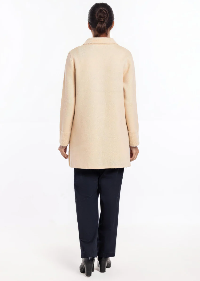 Beige-Wing Collar Full Sleeves Cardigan Sweater (25Y-093-67) - Image 2