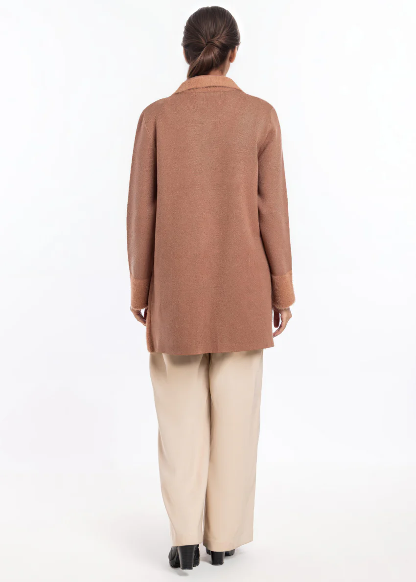 Coffee-Wing Collar Full Sleeves Cardigan Sweater (25Y-093-67) - Image 2