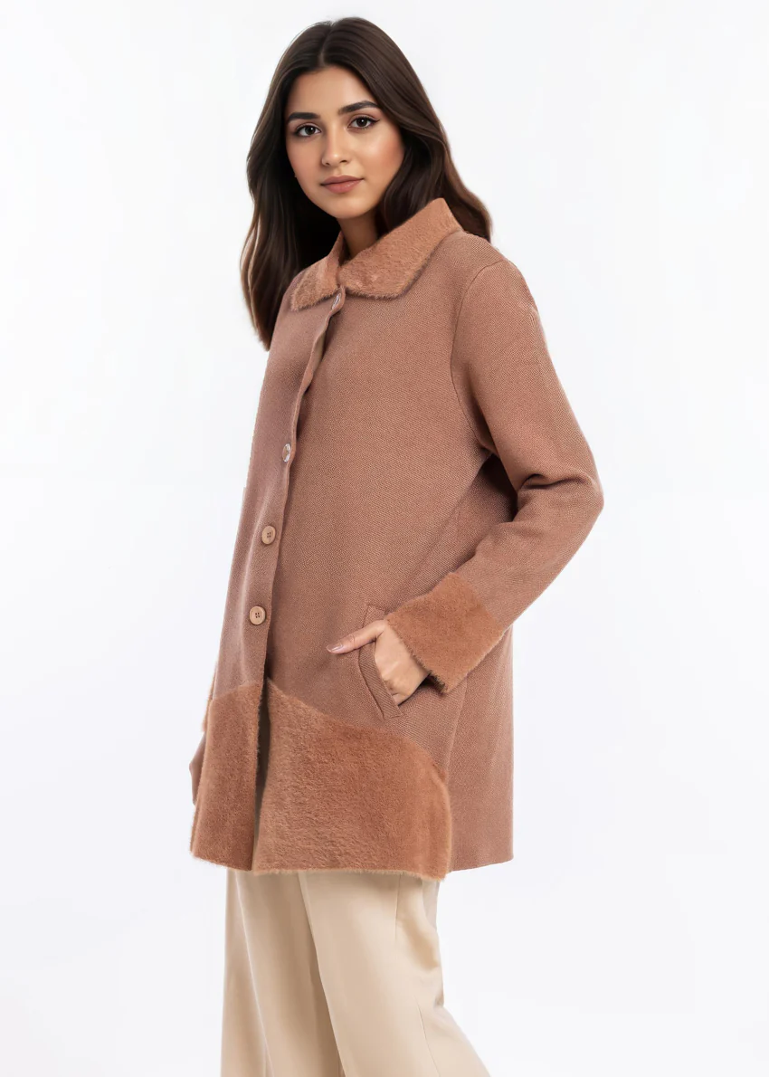 Coffee-Wing Collar Full Sleeves Cardigan Sweater (25Y-093-67) - Image 4