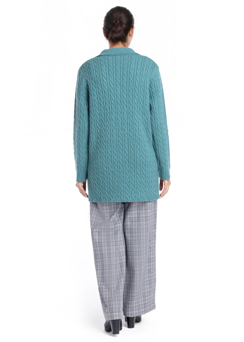 D-Green-Notched Collar Full Sleeves Cardigan Sweater (25Y-095-67) - Image 2