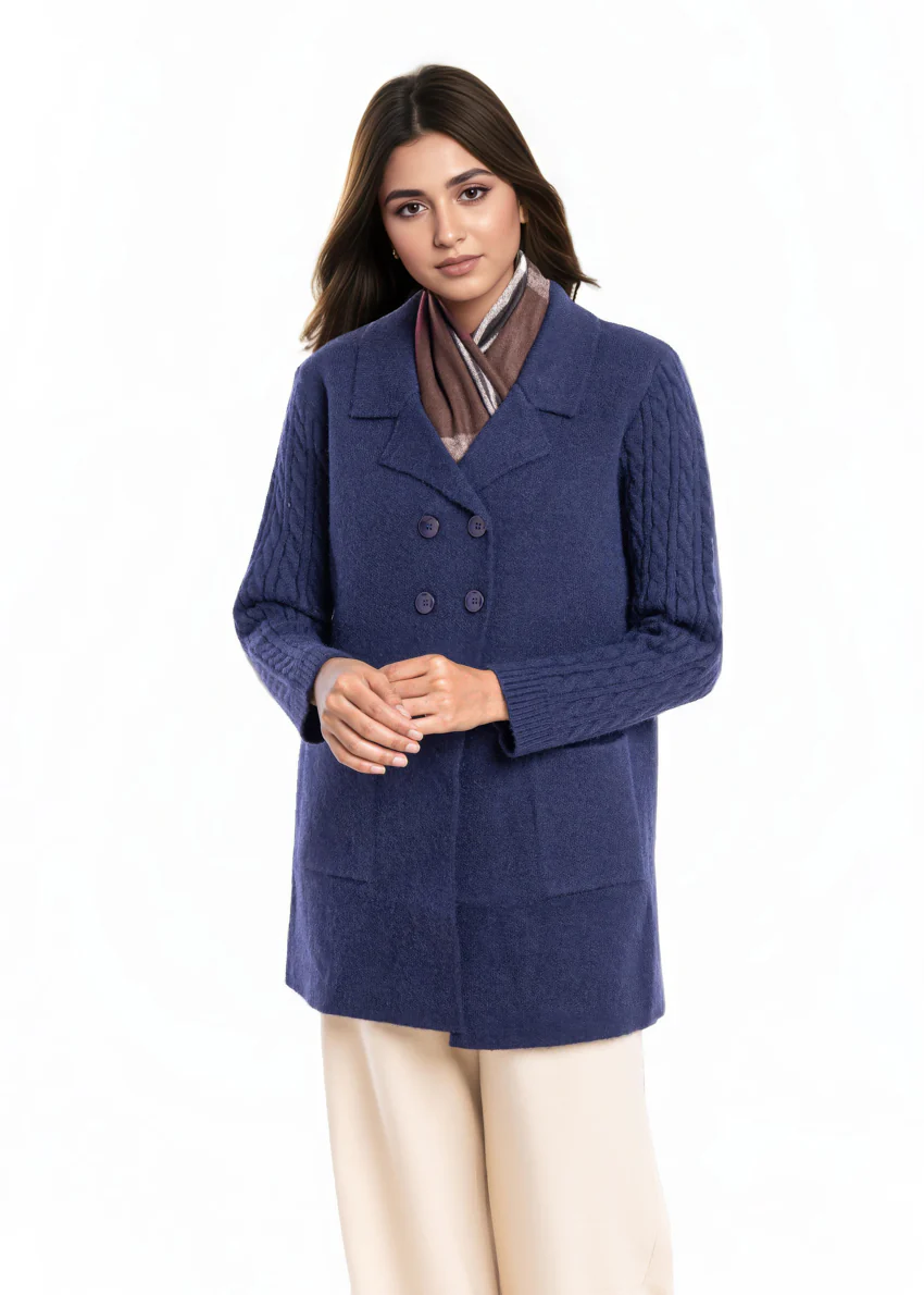 Navy-Notched Collar Full Sleeves Cardigan Sweater (25Y-095-67) - Image 5