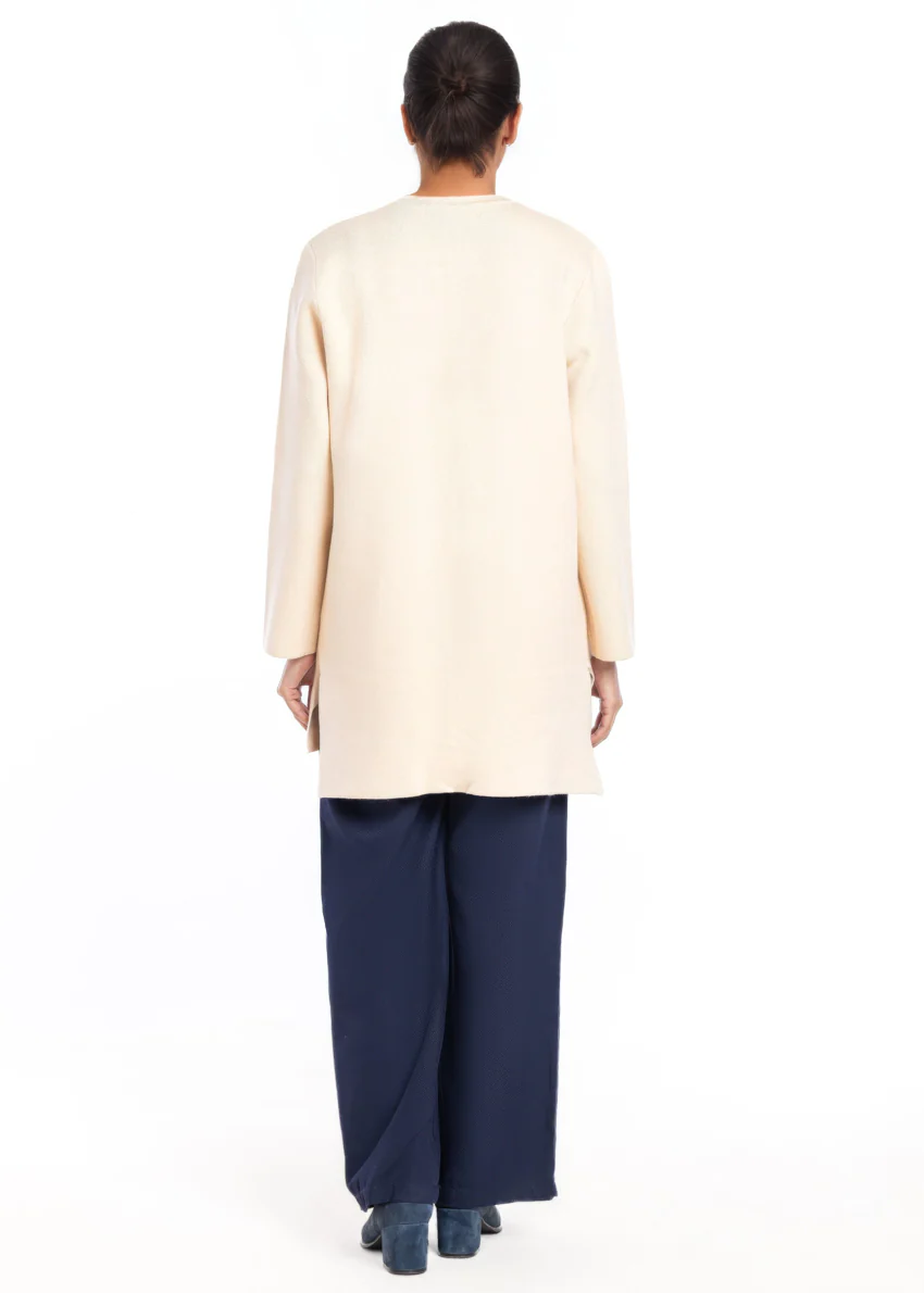 Beige-Round Neck Cardigan Full Sleeves Sweater (25Y-096-67) - Image 2