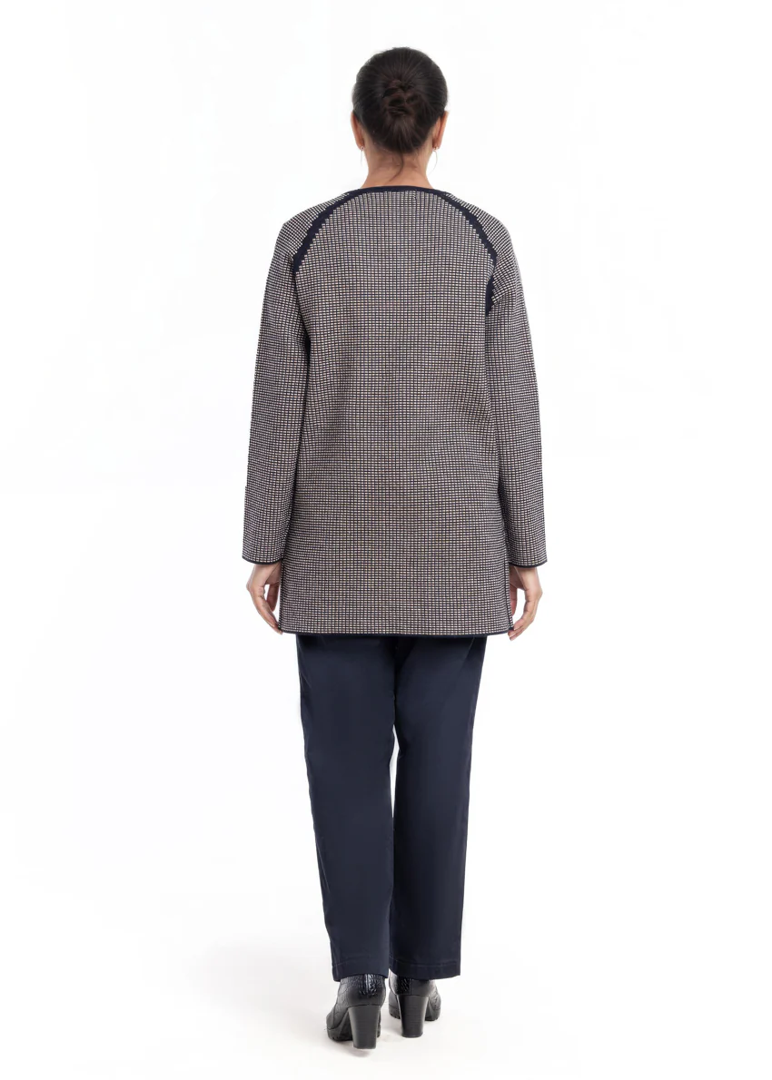 Black-Round Neck Cardigan Reglan Sleeve Sweater (25Y-097-67) - Image 2