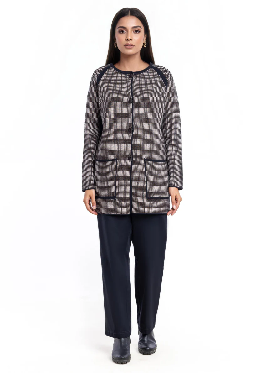 Black-Round Neck Cardigan Reglan Sleeve Sweater (25Y-097-67) - Image 3