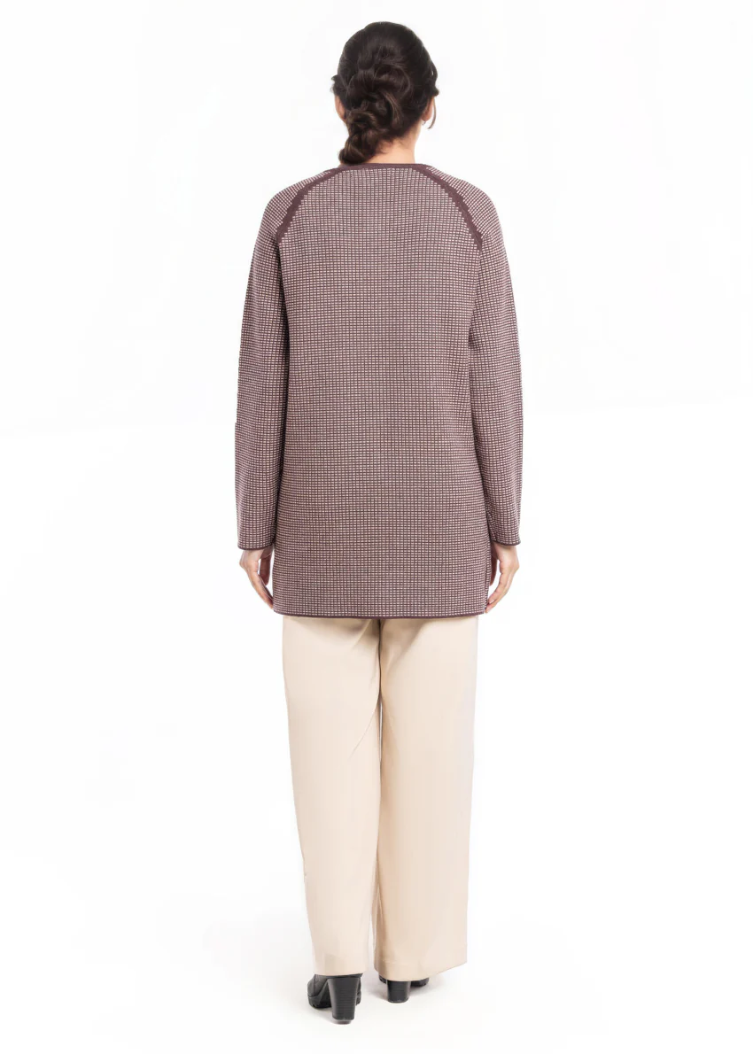 D-Brown-Round Neck Cardigan Reglan Sleeve Sweater (25Y-097-67) - Image 2
