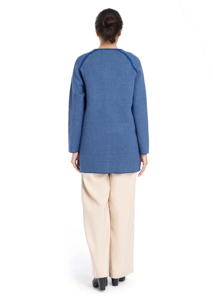 R-Blue-Round Neck Cardigan Reglan Sleeve Sweater (25Y-097-67) - Image 2