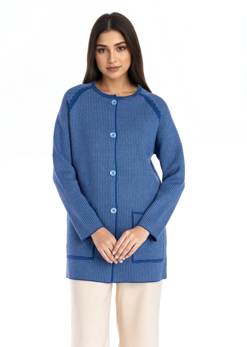 R-Blue-Round Neck Cardigan Reglan Sleeve Sweater (25Y-097-67) - Image 5