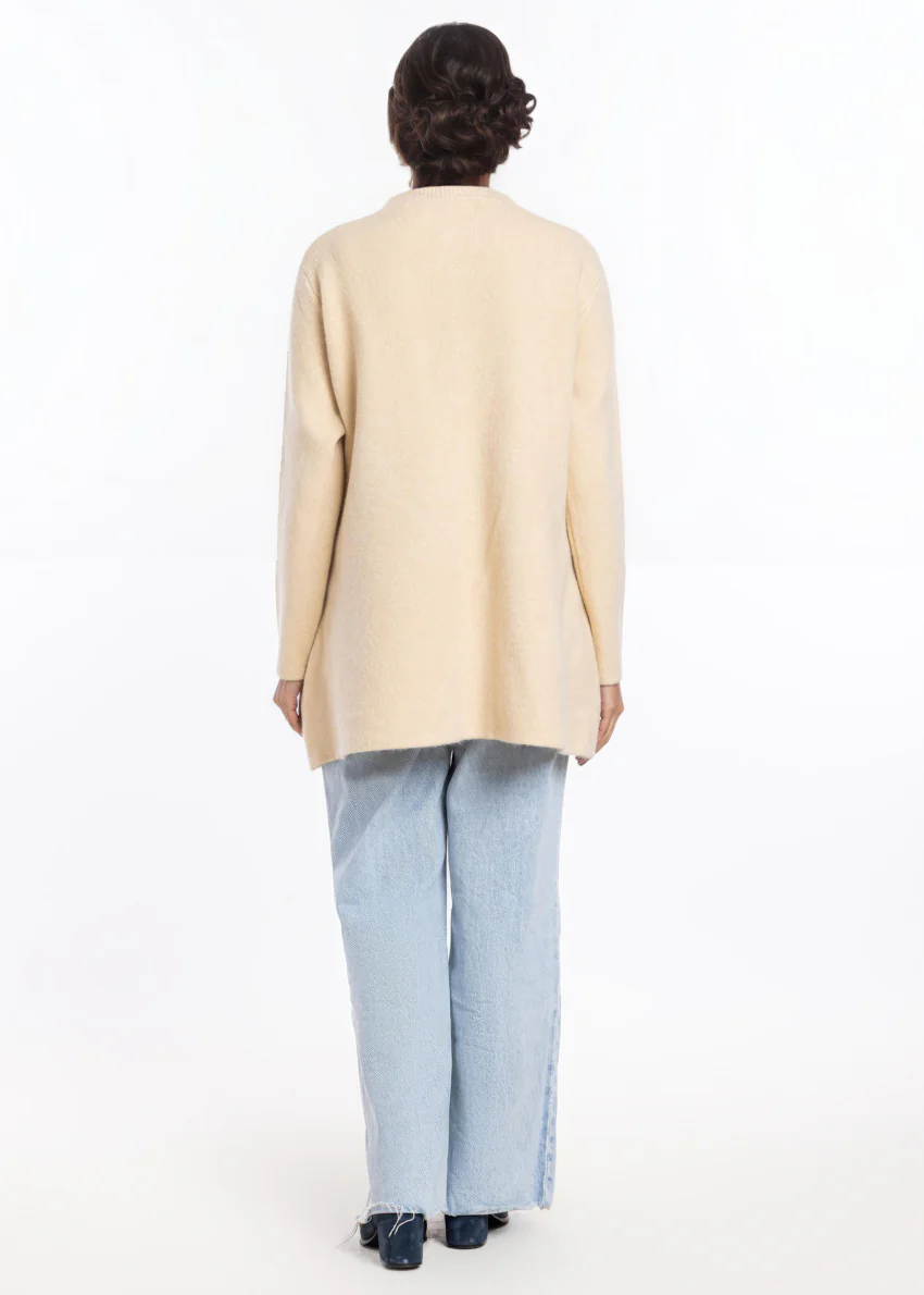 O-White-Round Neck Cardigan Full Sleeves Sweater (25Y-098-67) - Image 2