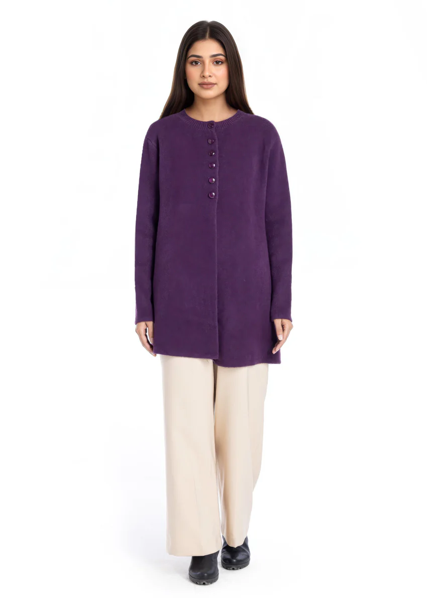 R-Purple-Round Neck Cardigan Full Sleeves Sweater (25Y-098-67) - Image 5