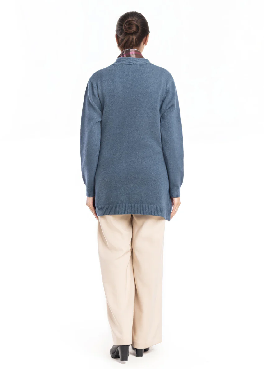 Charcoal-Front Open Full Sleeves Cardigan Sweater (25Y-100-67) - Image 4