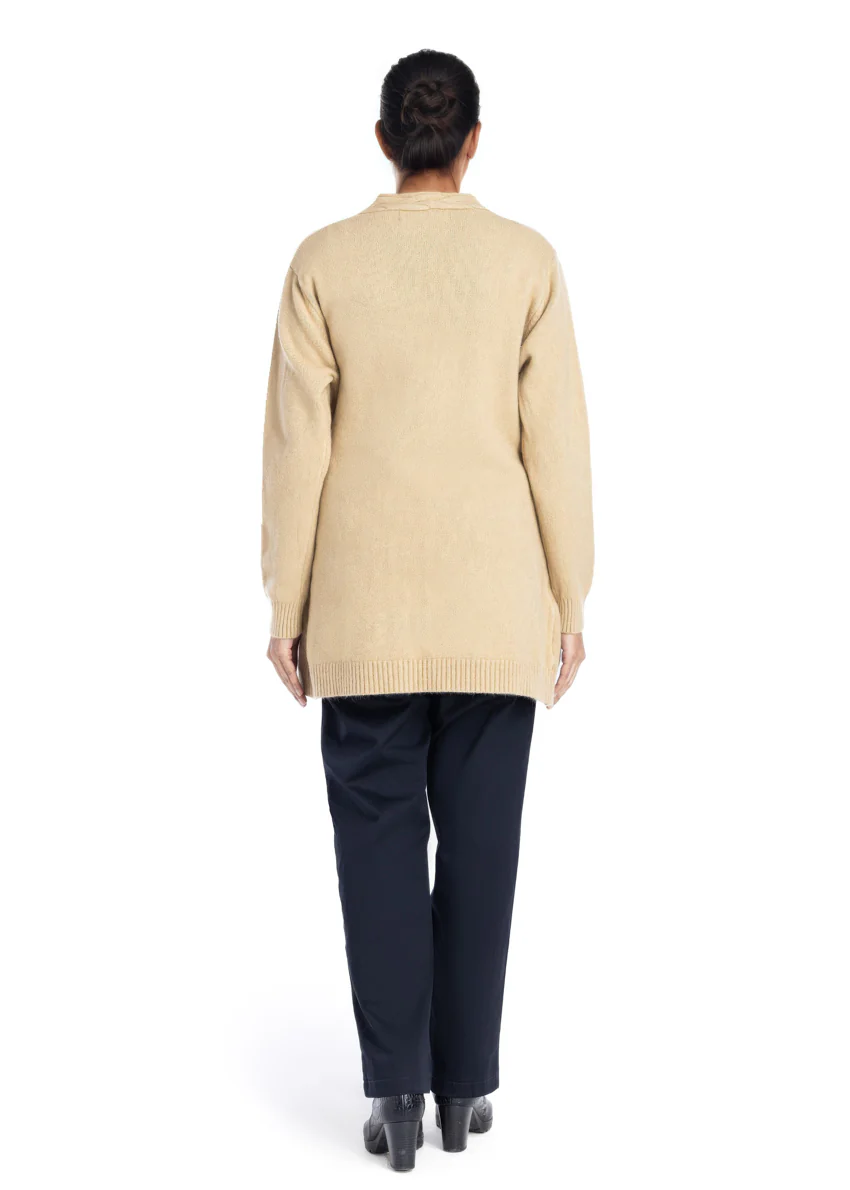 D-Beige-Front Open Full Sleeves Cardigan Sweater (25Y-100-67) - Image 4