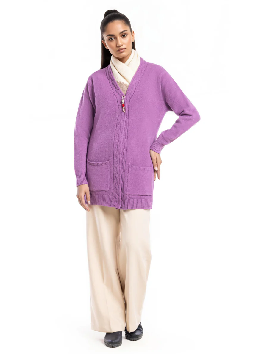 D-Plum-Front Open Full Sleeves Cardigan Sweater (25Y-100-67) - Image 5